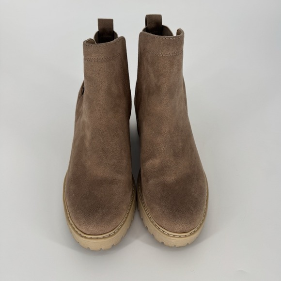 Dolce Vita Rielle Lug Sole Wedge‎ Faux Leather Chelsea Boots Tan Women's Size 8 - Picture 2 of 6